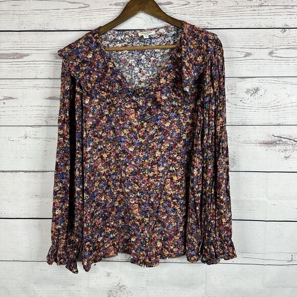 Andree by Unit Tunic Top Women 3X Floral Shirt Flowy Festival Rayon Ditsy Ruffle - Picture 1 of 12